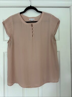 Calvin Klein Dusty Pink Cap Sleeve Button-Front Blouse